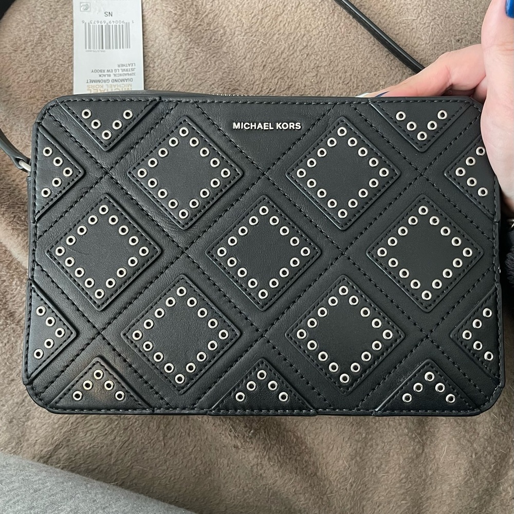 Michael Kors Diamond Grommet Leather Large Crossbody